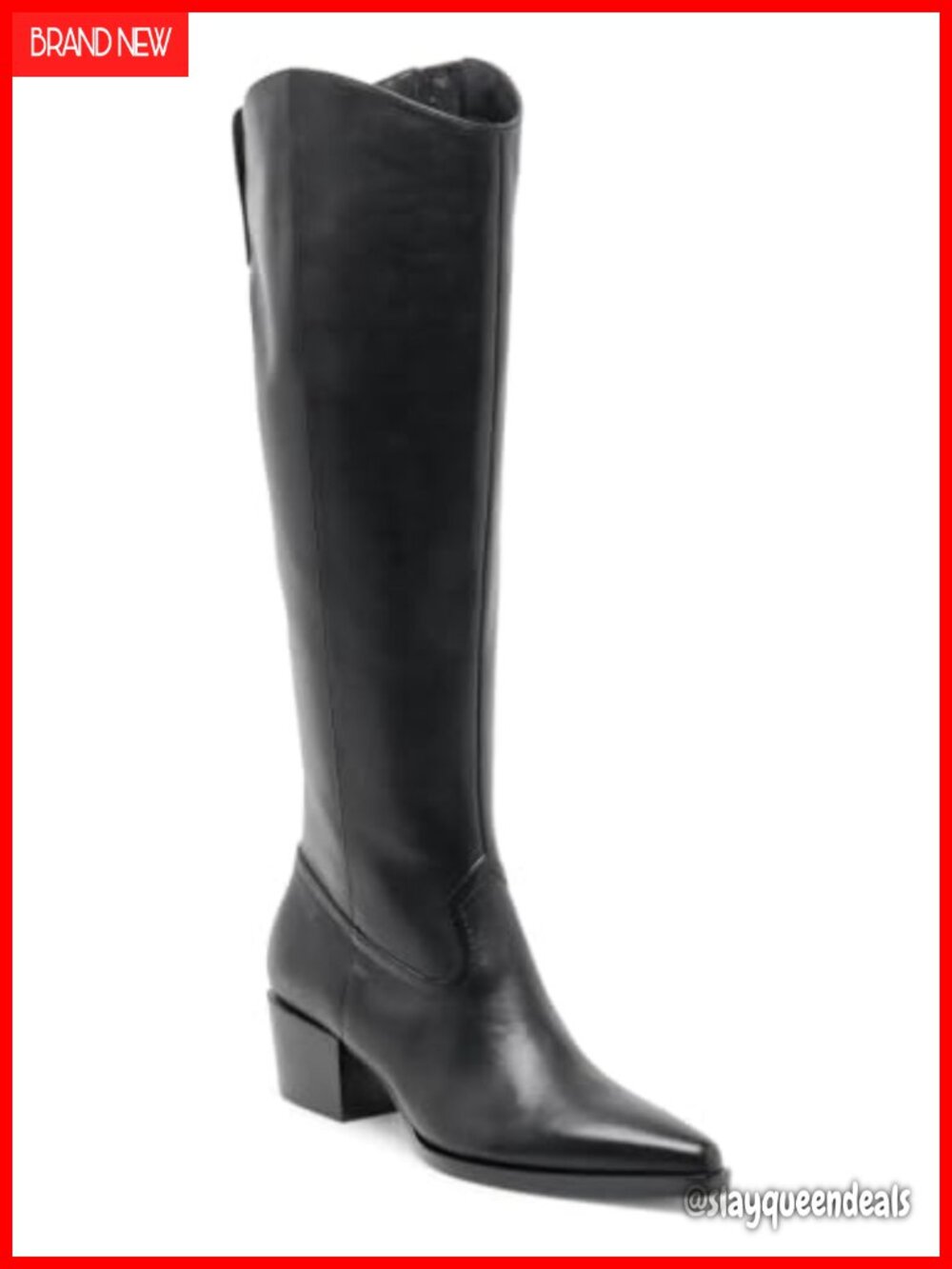Faux Suede Knee High Boots Wide Calf Chunky Heel Pointed Toe Zip